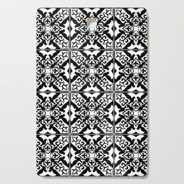 Moroccan Tile Pattern in Black and White Cutting Board