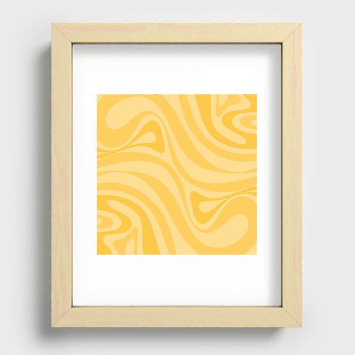 New Groove Retro Swirl Abstract Pattern in Warm Yellow Recessed Framed Print