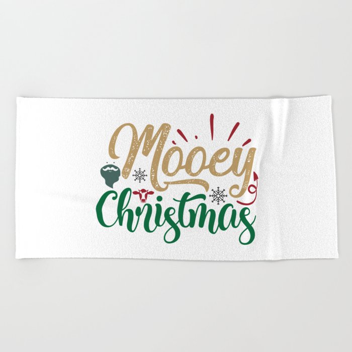 Mooey Christmas Funny Holiday Pun Slogan Beach Towel