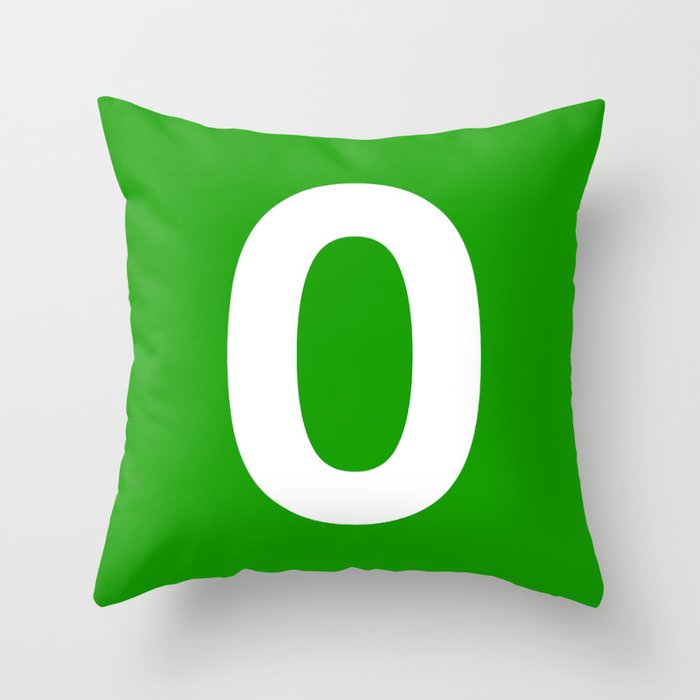 Number 0 (White & Green) Throw Pillow