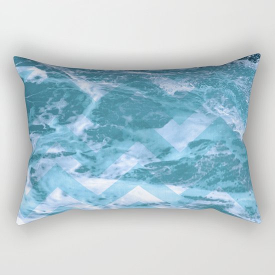 Blue Chevron Rectangular Pillow