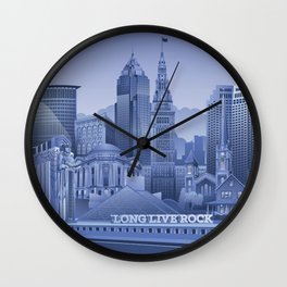 Blue Cleveland Skyline Wall Clock