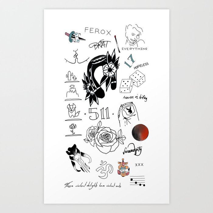 Halsey's Tattoos Art Print by judecas | Society6