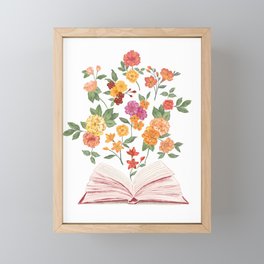 Open book blossom - Orange & pink Framed Mini Art Print
