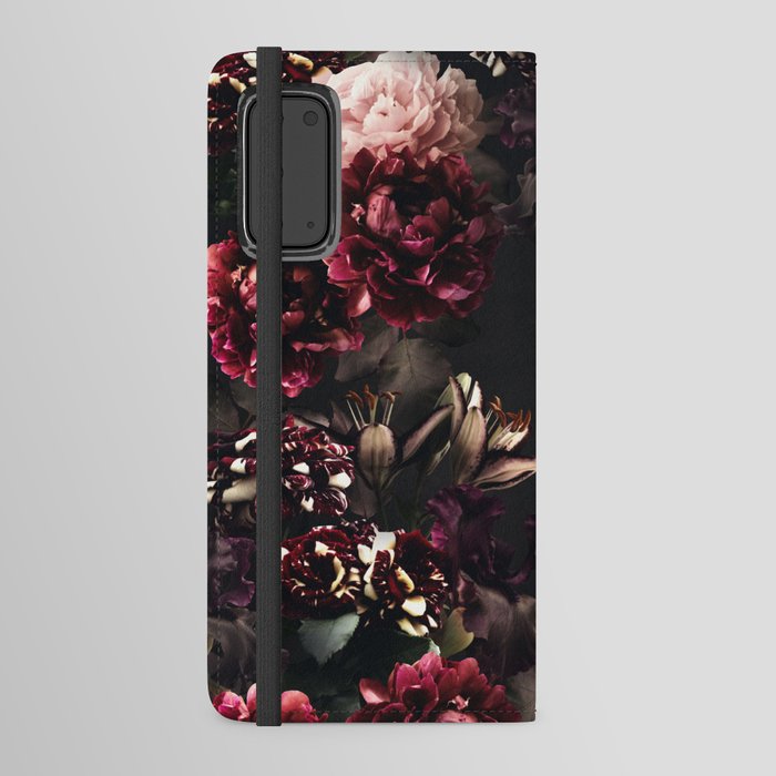 Vintage bouquets of garden flowers. Roses, dark red and pink peony.  Android Wallet Case