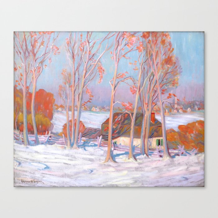 Clarence Gagnon - Première Neige - First Snow, Baie St. Paul Canvas Print