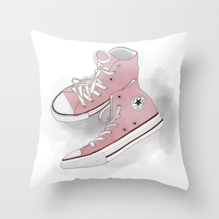 pink all-star converse sneakers Throw Pillow