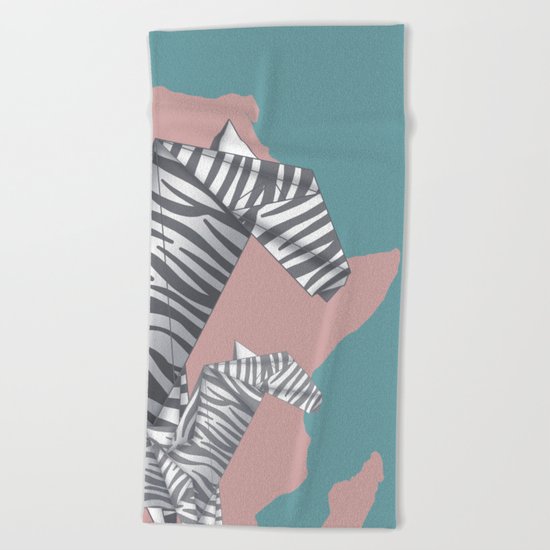 ZEBRAS (Origami animals) Beach Towel