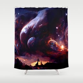 Nebula City Shower Curtain