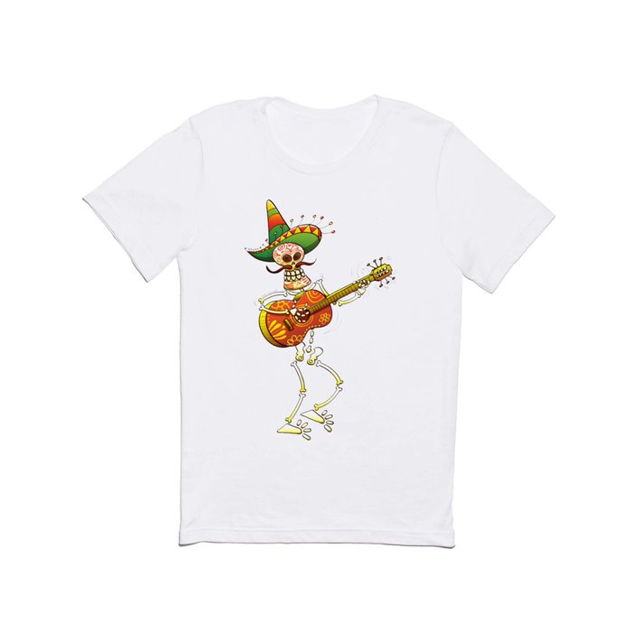 Mexican Skeleton Playing Guitar T Shirt