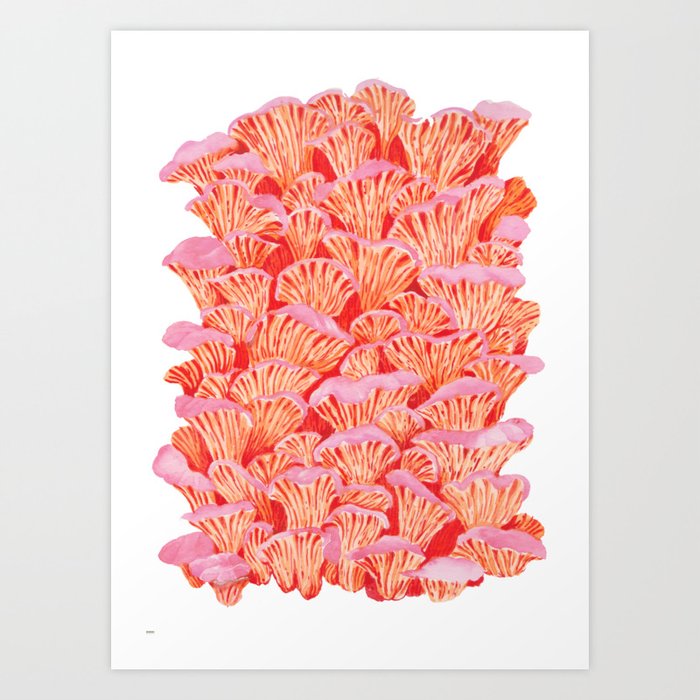 Cyber pink mushrooms Art Print