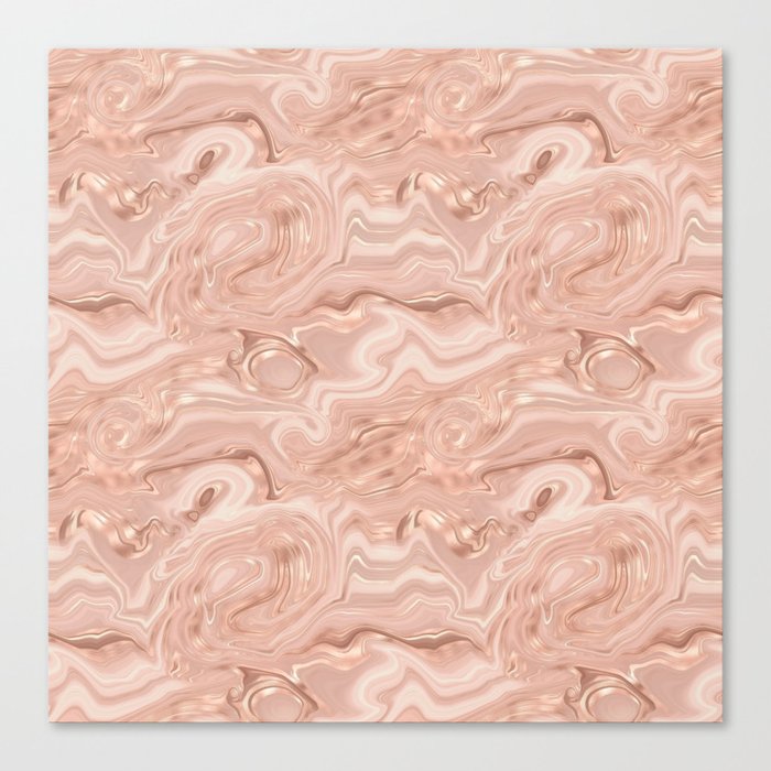 Glam Rose Gold Agate Swirl Texture Canvas Print