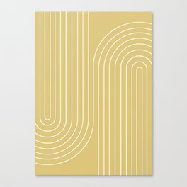 Minimal Line Curvature XXVIII Pastel Yellow Mid Century Modern Arch Abstract Canvas Print