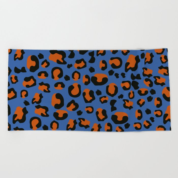 Blue Jungle - Leopard Pattern Beach Towel