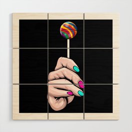 Hand holding a colorful Lollipop - Pride Month LGBTQ Wood Wall Art