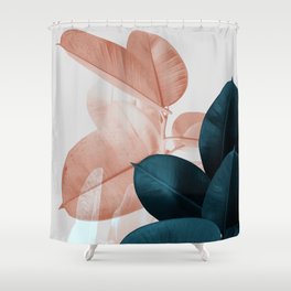 Blush & Blue Leaves Shower Curtain