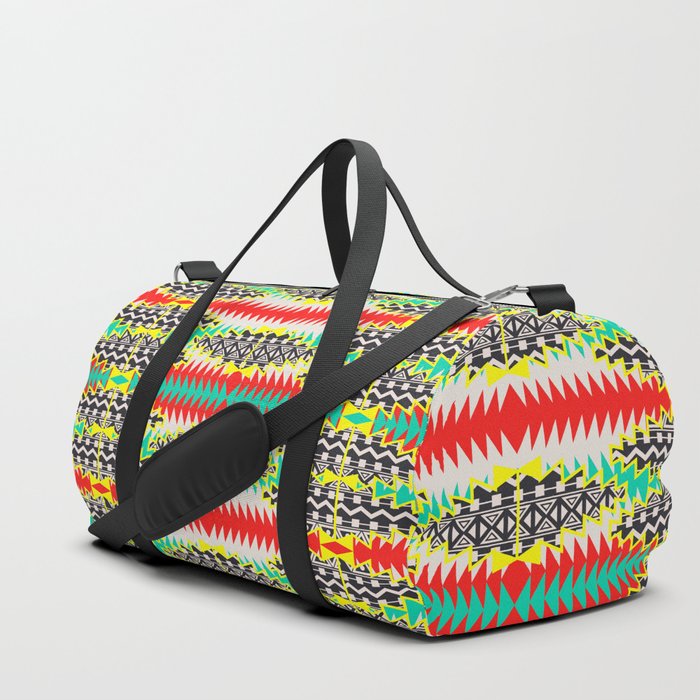 Tribal Beat Geo Neon Duffle Bag By Silverpegasus