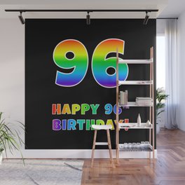 [ Thumbnail: HAPPY 96TH BIRTHDAY - Multicolored Rainbow Spectrum Gradient Wall Mural ]