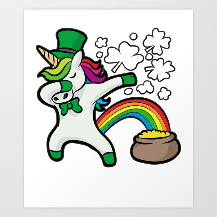 Irish Unicorn Dabbing St Patricks Day Present Art Print By
