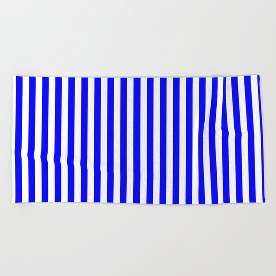 Vertical Stripes (Blue/White) Beach Towel
