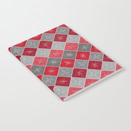 Red Gray Atomic Age Starburst Check Notebook