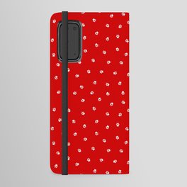 Tiny Paw Prints Pattern Red & White Android Wallet Case