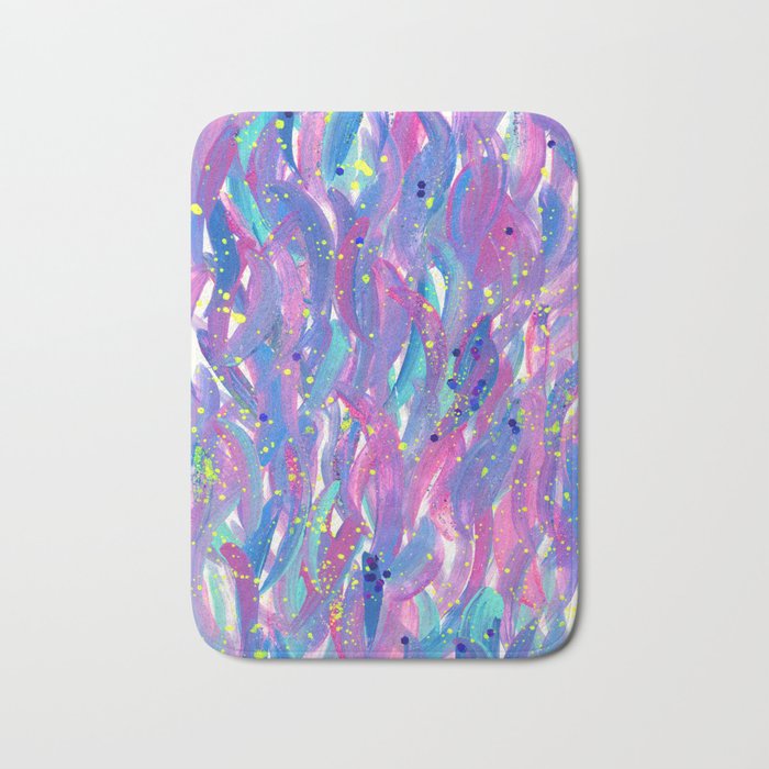 Colorful Mermaid Brushstrokes with Neon and Glitter Bath Mat