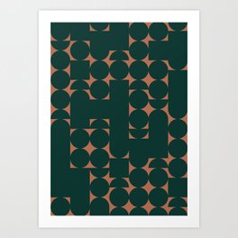 Midcentury modern geometric 01 green Art Print