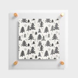 Christmas Trees Pattern – Black Floating Acrylic Print