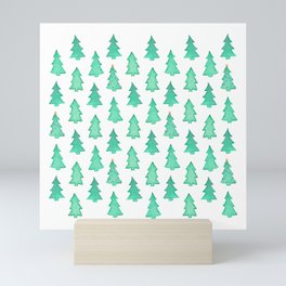 Christmas Trees With One Decorated Tree Mini Art Print