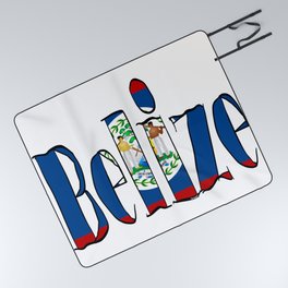 Belize Font with Belizean Flag Picnic Blanket