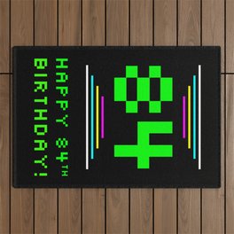 [ Thumbnail: 84th Birthday - Nerdy Geeky Pixelated 8-Bit Computing Graphics Inspired Look Outdoor Rug ]