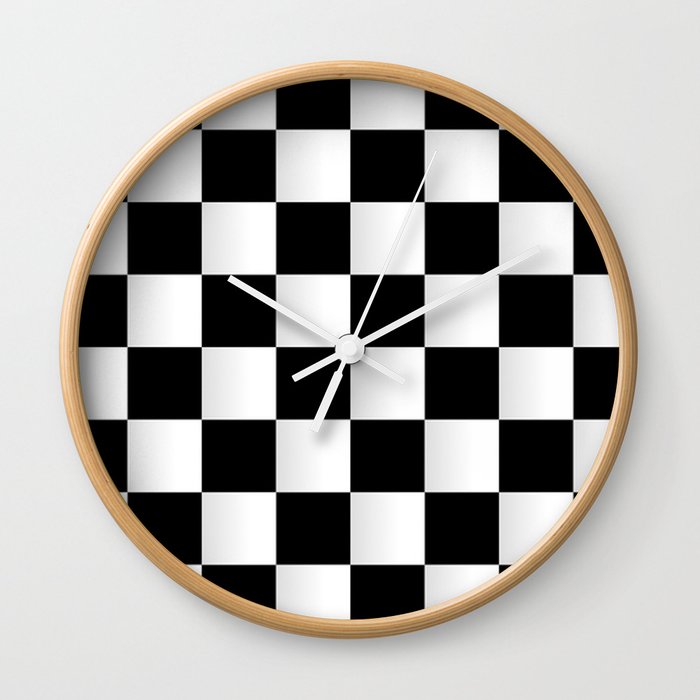 CHESS BOARD. BLACK AND WHITE CHECKER. Wall Clock