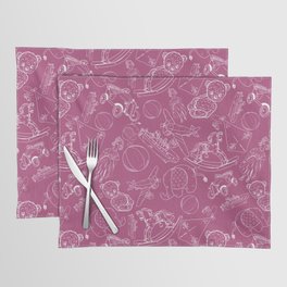 Magenta and White Toys Outline Pattern Placemat