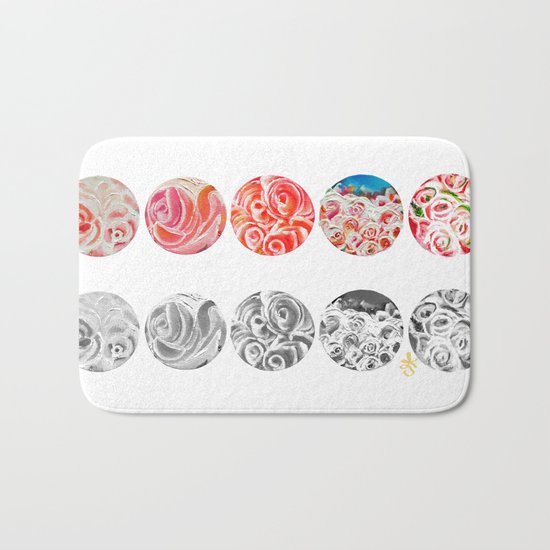Roses Are Cream, Five Marbles and Circles of Shadow Reflection Bath Mat