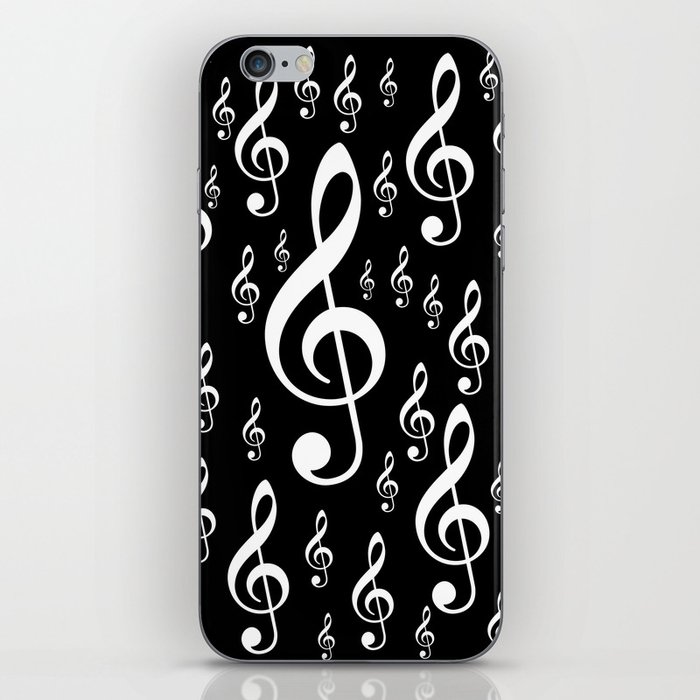 Clef Music Notes black and white iPhone Skin