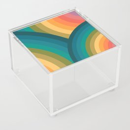Overlapping Retro Rainbows Cool to Warm Colors Acrylic Box