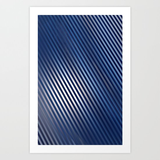 Diagonal Lines in Steel Blue Art Print