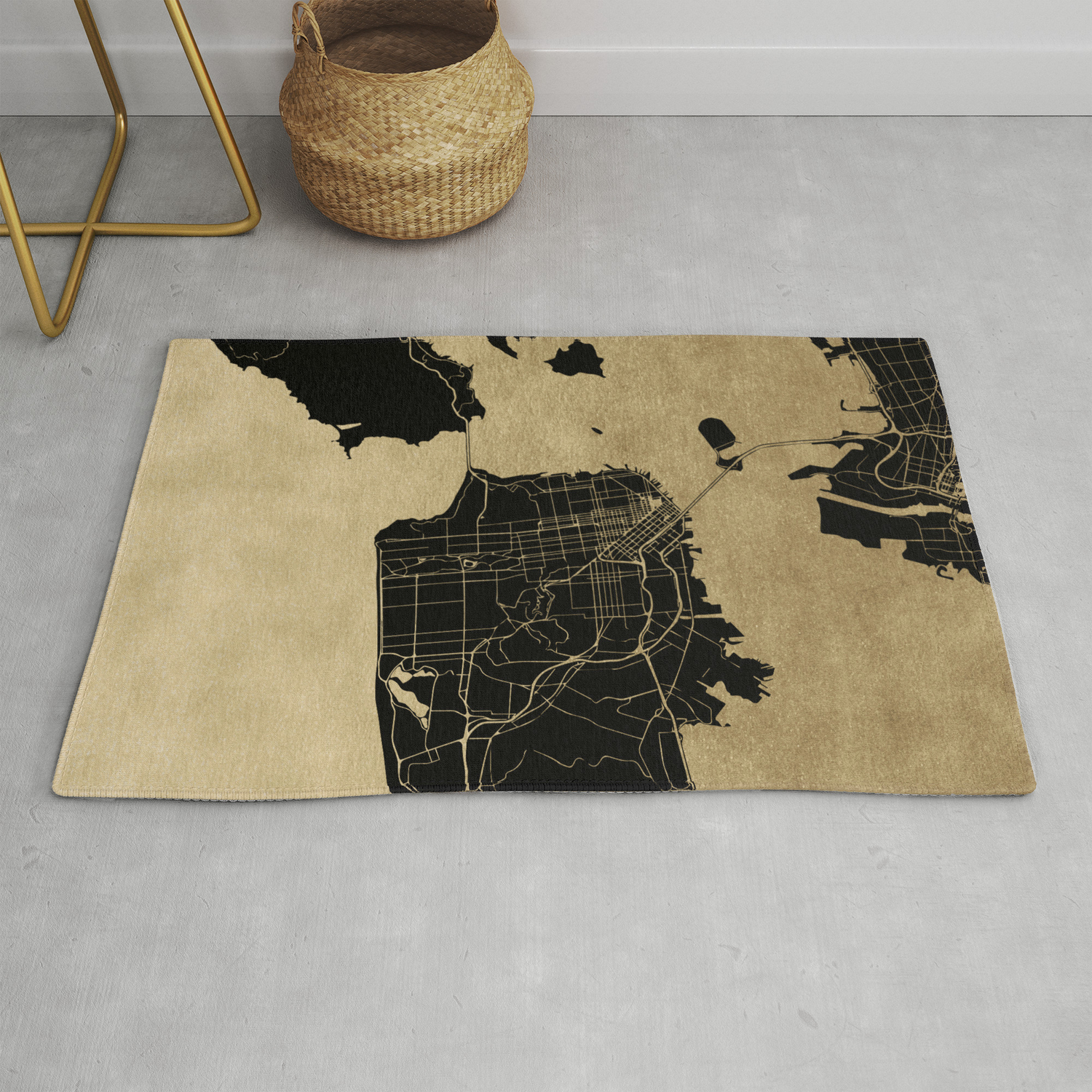 San Francisco California Black And Gold Map Rug By Mapmaker Society6