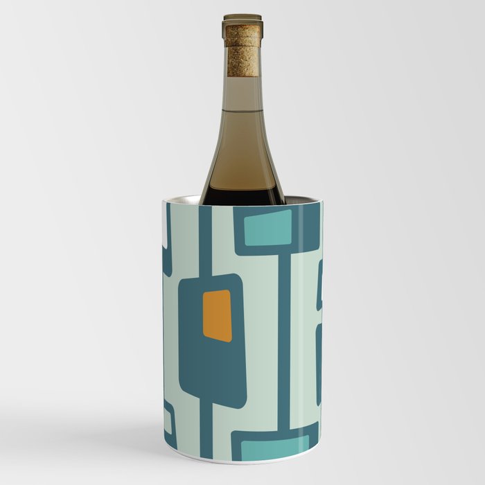 Mid Century Funky Blocks in Aqua and Teal Wine Chiller