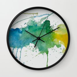 Primary watercolor splash Wall Clock