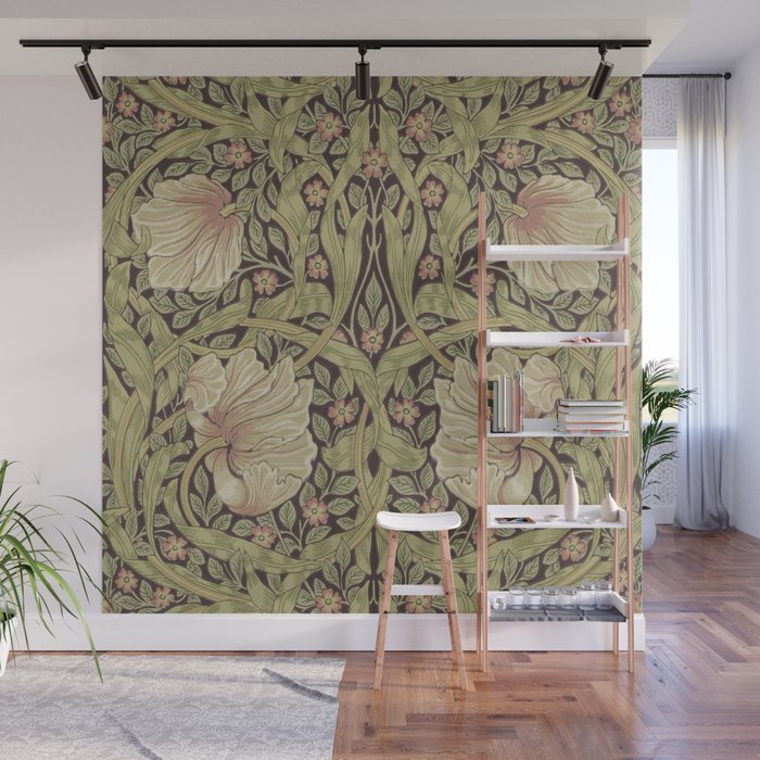 William Morris Vintage Pimpernel Bullrush Russet Wall Mural