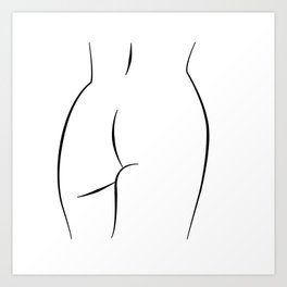 Minimalist Line art abstract nude woman ass Art Print