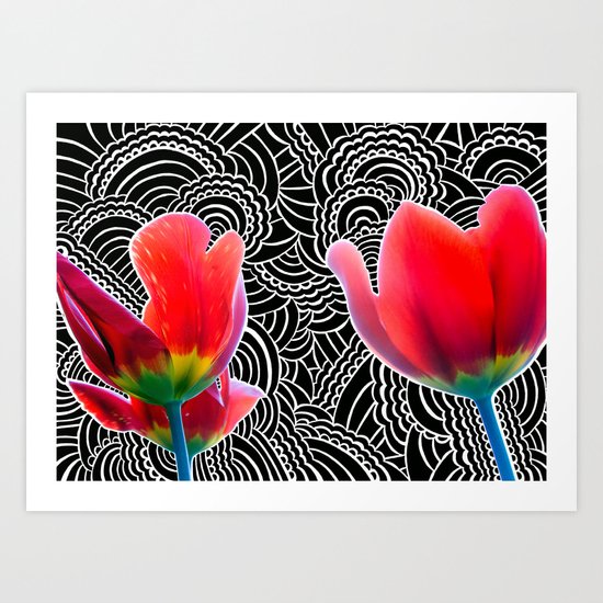 Tulip Drawing Meditation Art Print