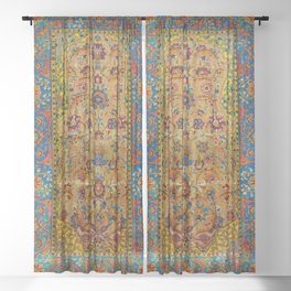 Hereke Vintage Persian Silk Rug Print Sheer Curtain