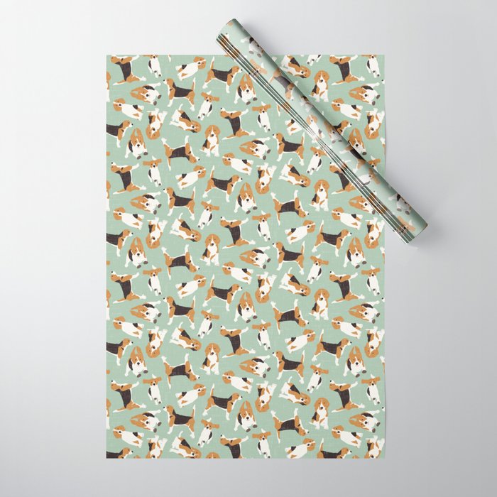 beagle scatter mint Wrapping Paper