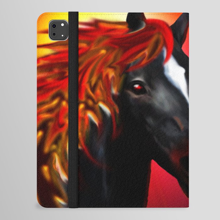 Black Horse on Red Sunlight iPad Folio Case