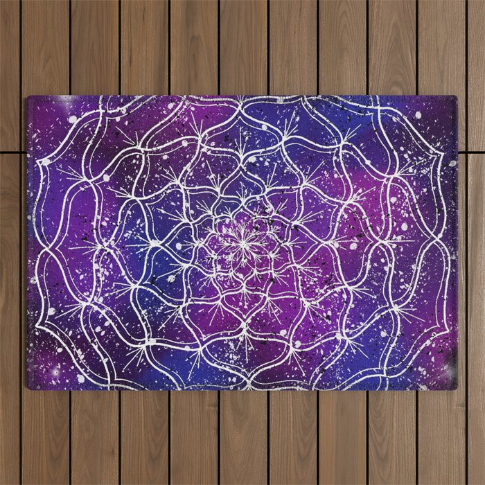 Galaxy and Stars Mandala Outdoor Rug