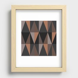 MidCentury Modern Triangles Dark Sepia Recessed Framed Print