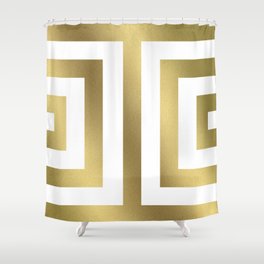 Gold Greek Stripes Shower Curtain